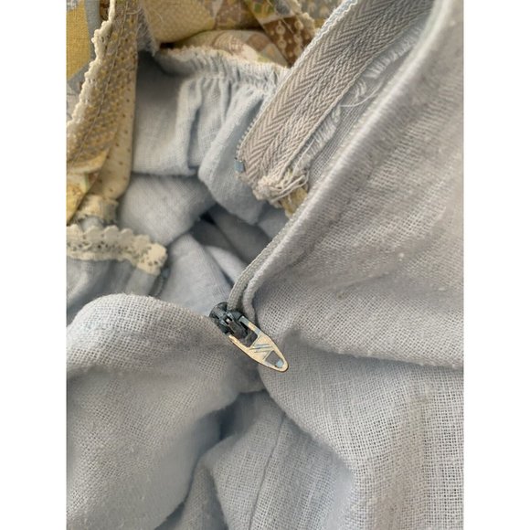 Vintage 70s Calico Patchwork Prairie Quilt Cottage Core Puff Sleeve Top S - Picture 9 of 12